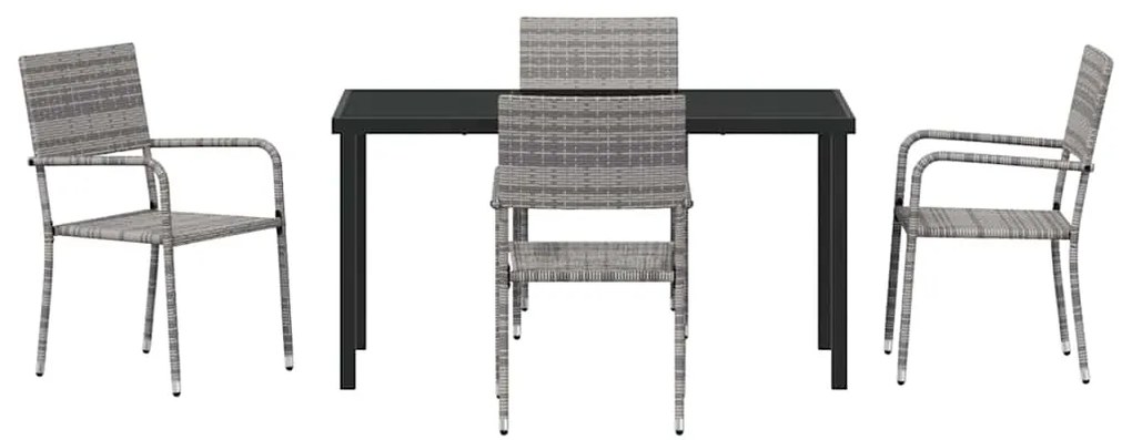 Conjunto de Jantar de 5 Peças em Cinza, feito de Rattan Sintético.