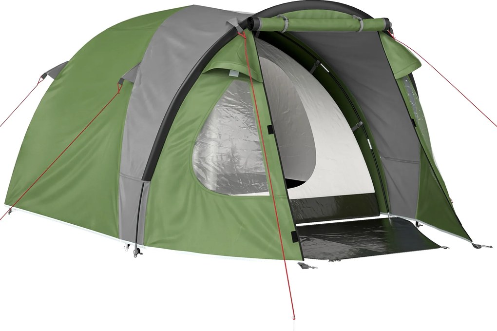 Outsunny Tenda de Camping para 2-3 Pessoas Janelas e Portas Tapete de Solo Gancho no Teto 323x248x150cm, Verde | Aosom Portugal