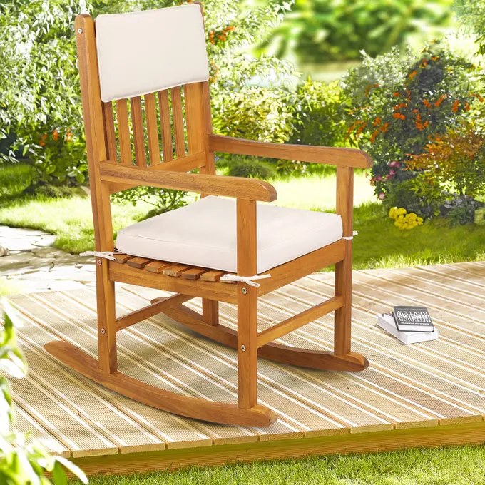 Cadeira de baloiço Jardim em madeira de acácia 107x54x76cm Castanho