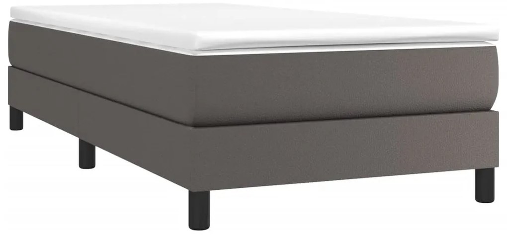 Cama com molas/colchão 80x200 cm couro artificial cinza