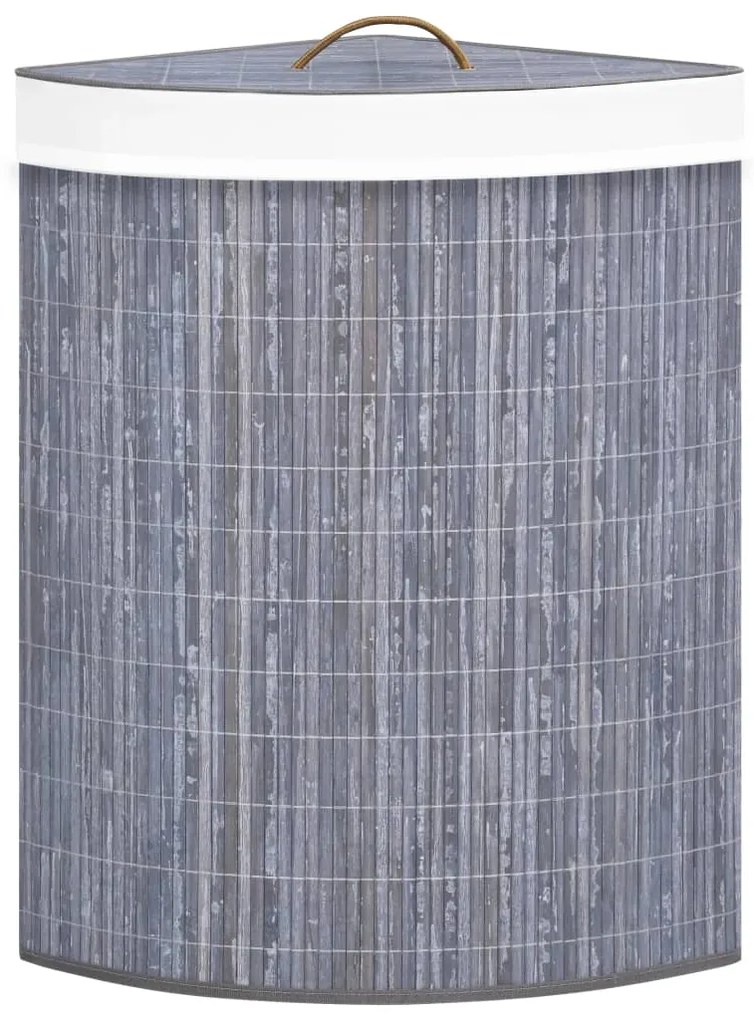 Cesto de canto para roupa suja 60 L bambu cinzento