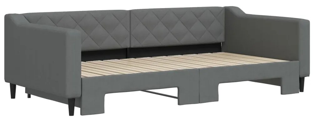 Sofá-cama com gavetão 100x200 cm tecido cinzento-escuro