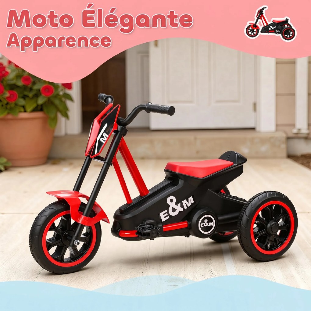 Triciclo para crianças, bicicleta de equilíbrio de 3 rodas com pedais para idades entre os 18 e os 36 meses, para uso no interior e no exterior, verme