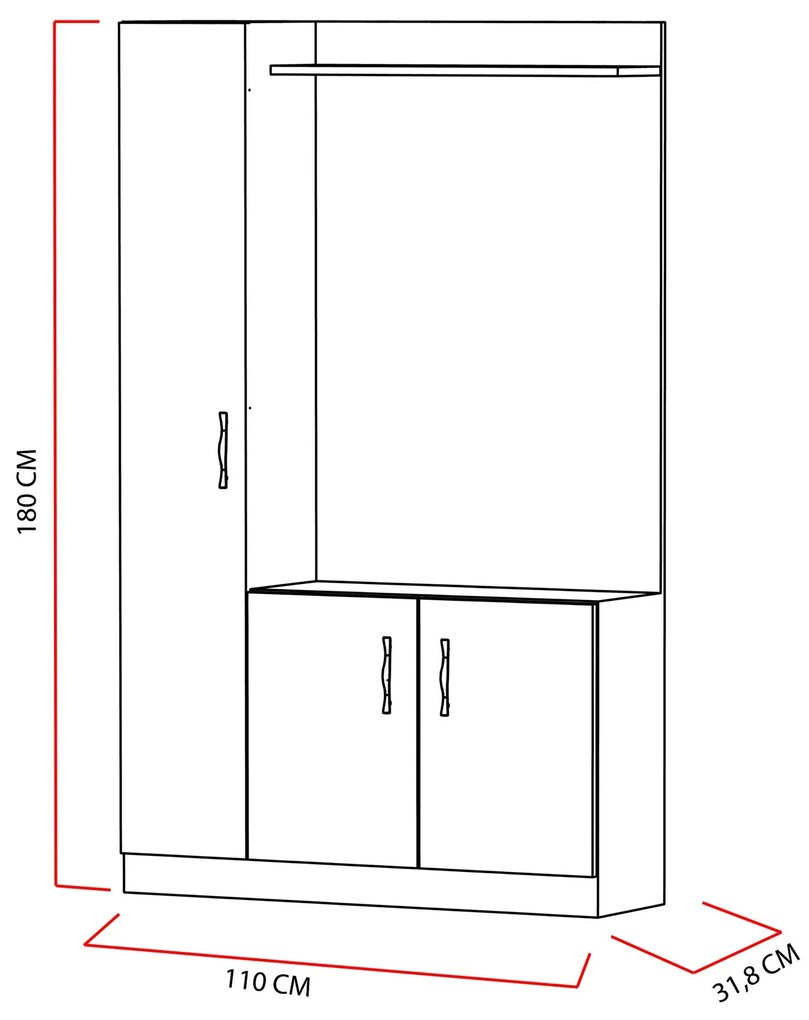 Conjunto de Entrada Naturel - Sapateira, Cabide e Banco – 110x31,8x180