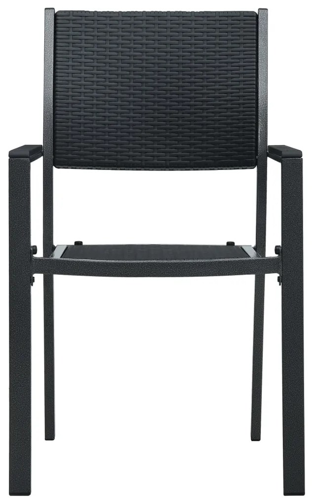 Cadeiras jardim 2 pcs plástico preto aspeto vime