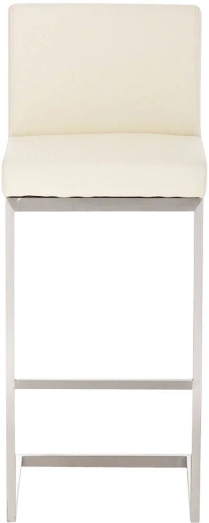 Banco de bar Paros em couro sintético 42 x 104 x 48 cm Creme