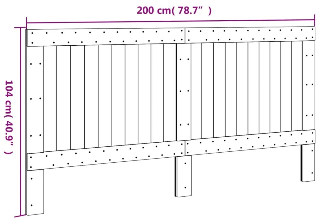 Cabeceira 200x104 cm madeira de pinho maciça