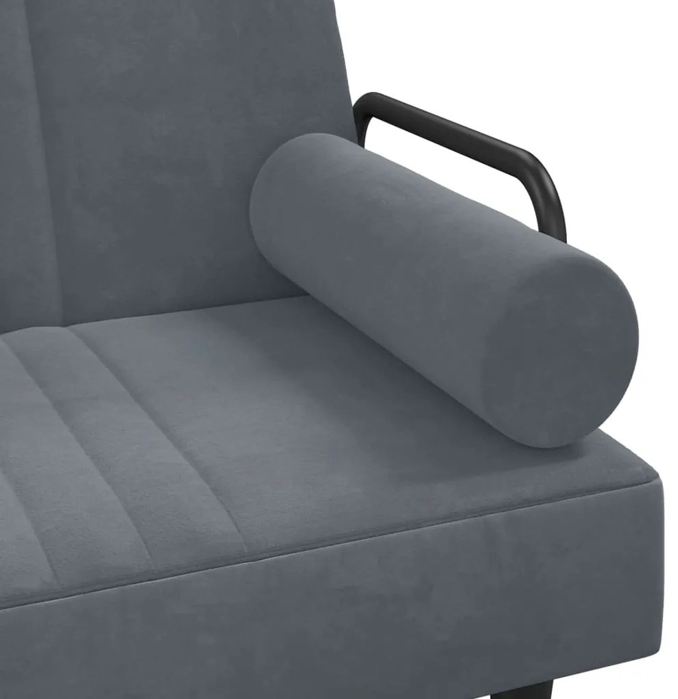 Sofá-cama em forma de L 260x140x70 cm veludo cinzento-escuro