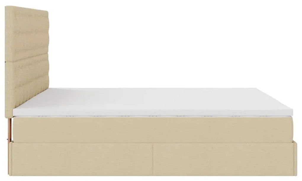 Estrutura de cama otomana com colchão tecido creme 160x200cm