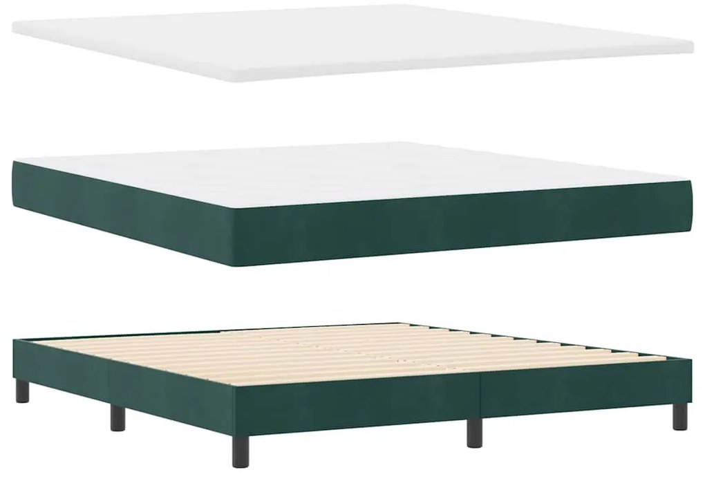 Cama Box com Colchão vidaXL Verde Escuro 180x200 cm em Veludo