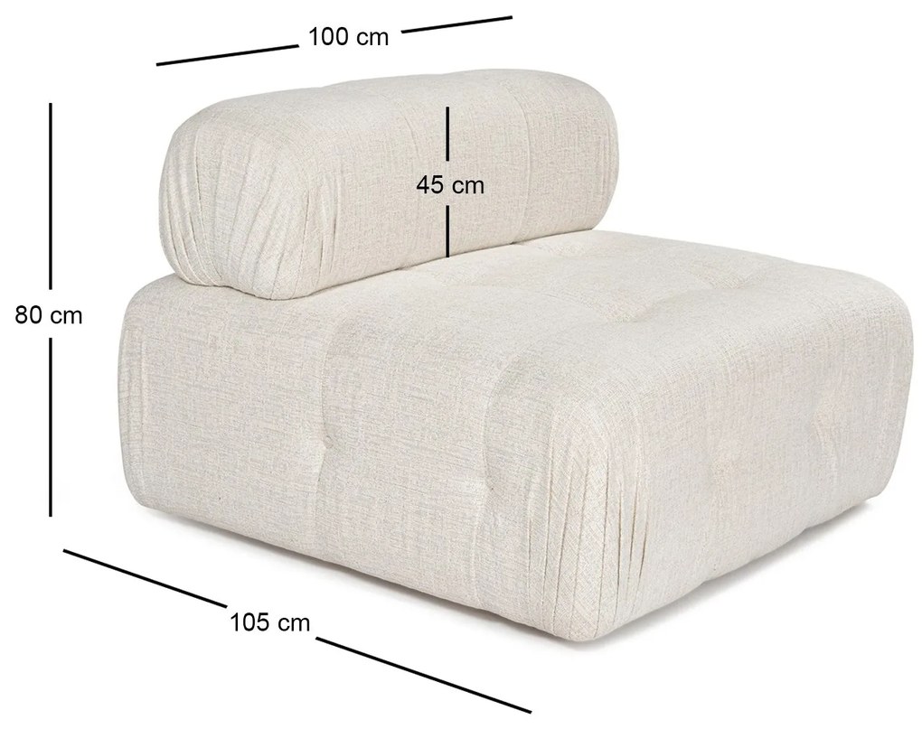 Sofá de 1 Lugar Doblo – Creme – 100x100x80 cm