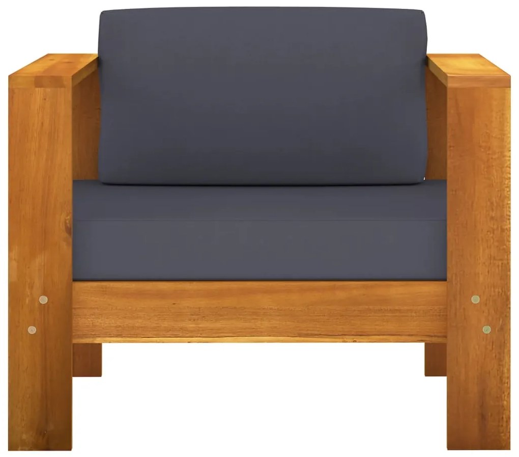 7 pcs conj. lounge de jardim c/ almofadões cinza-escuro acácia