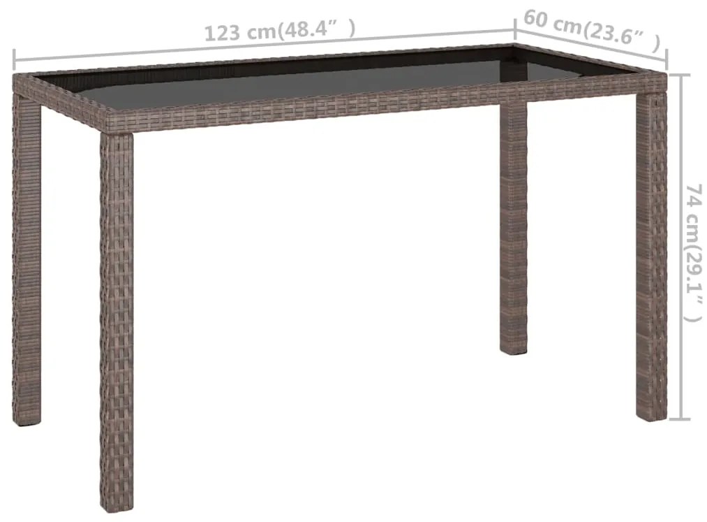 Conjunto jantar para jardim c/ almofadões 6 pcs vime castanho