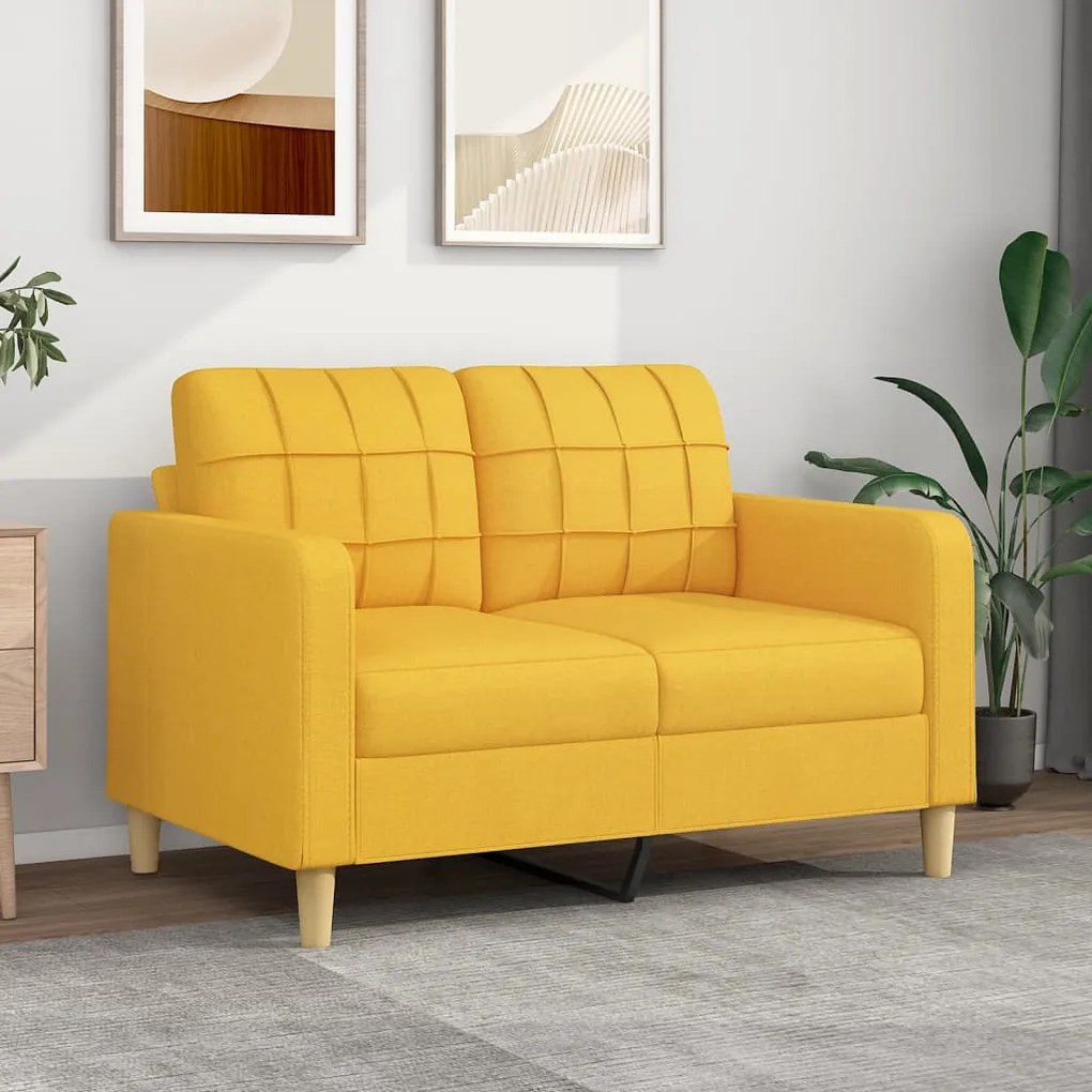 vidaXL Sofá de 2 lugares 120 cm tecido amarelo-claro