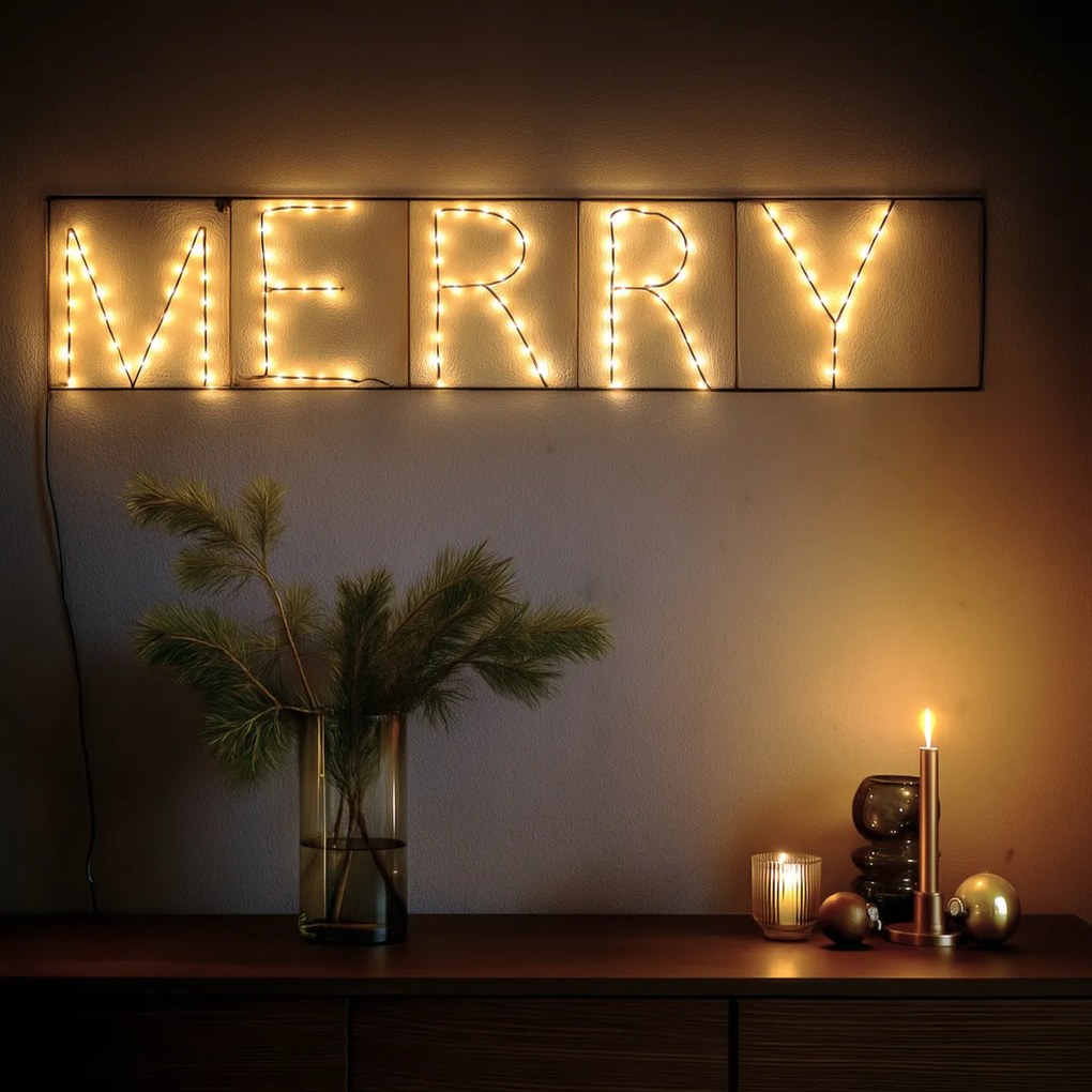 Candeeiro de parede de Natal preto MERRY incl. LED com temporizador IP44 - Yoro