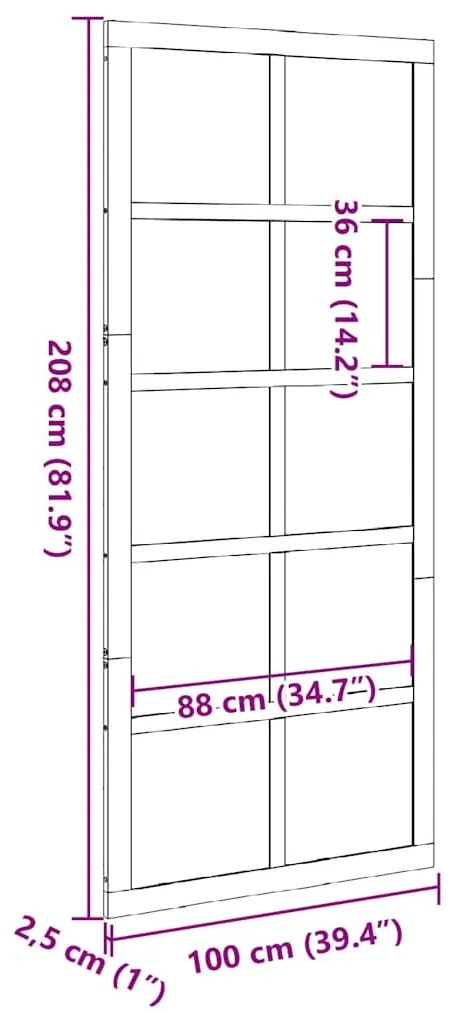 Porta de celeiro Castanho-mel 100 x 210 cm