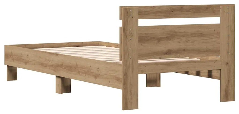 Cama Artisan em Carvalho 90x200 cm, feita de madeira engenheirada.