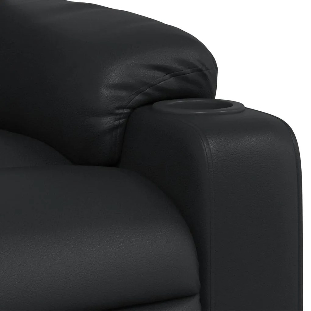 Poltrona de massagens reclinável couro artificial preto
