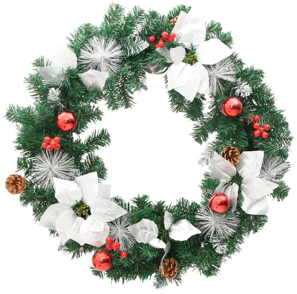 Grinalda de Natal com luzes LED 60 cm PVC verde