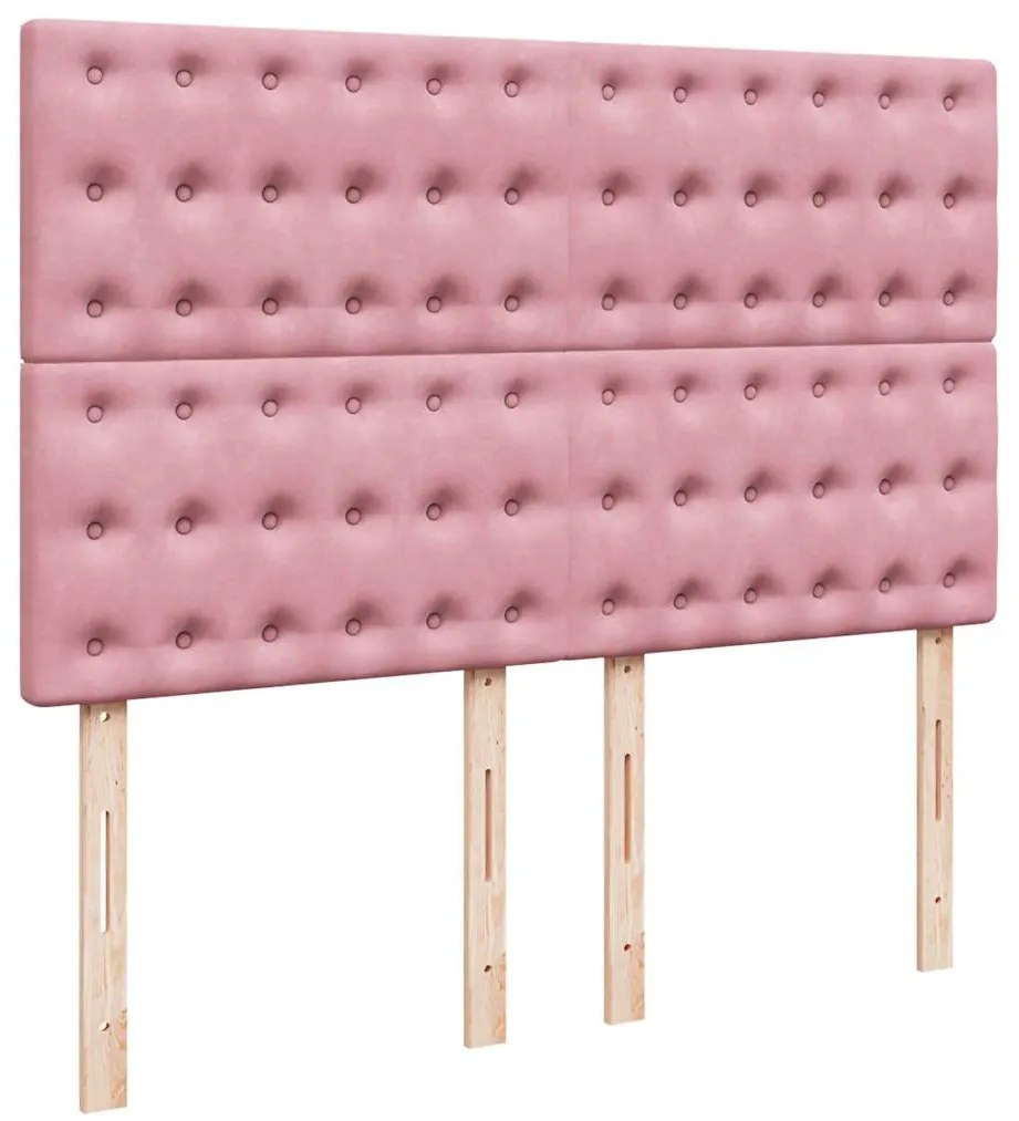 Cama com molas/colchão 160x200 cm veludo rosa