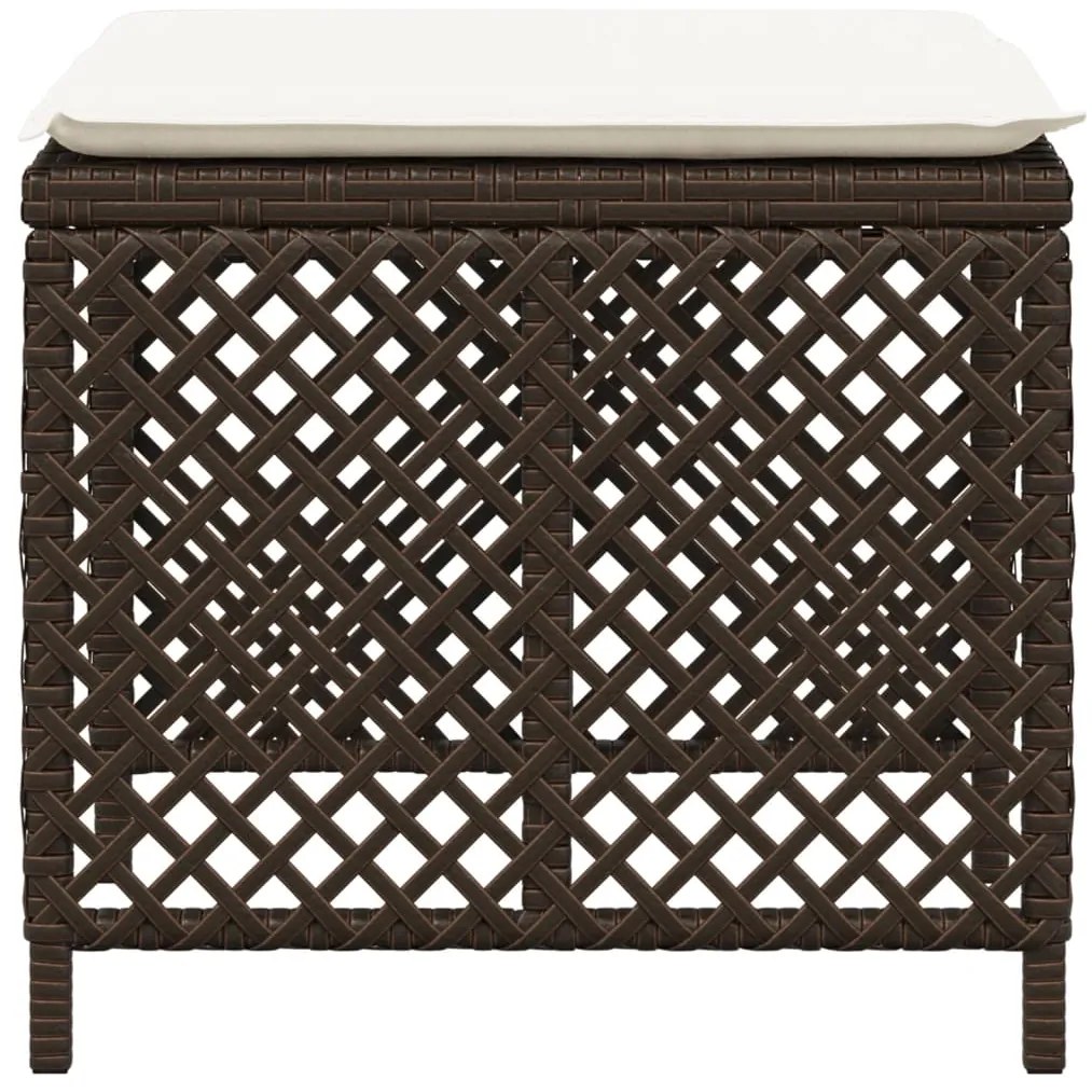 Bancos jardim com almofadões 4 pcs 41x41x36 cm vime PE castanho