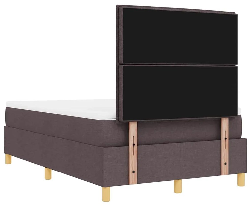 Cama Box com Colchão e Banco Marrom Escuro 120x190 cm Tecido
