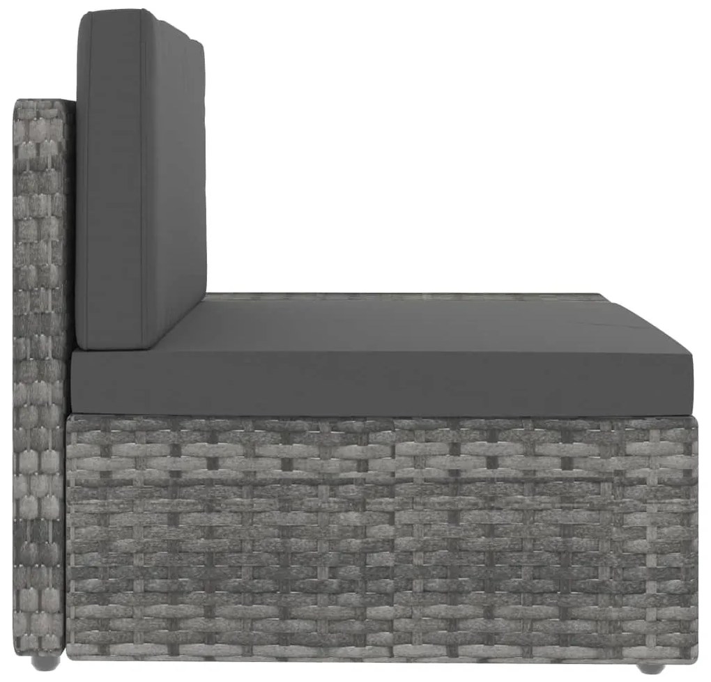 6 pcs conjunto lounge de jardim vime PE cinzento