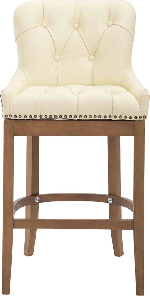 Banco de bar Lakewood em couro verdadeiro, creme