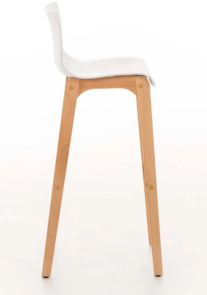 Banco de bar Hoover em plástico e com estrutura de Cor Natural 41 x 101 x 46 cm Branco