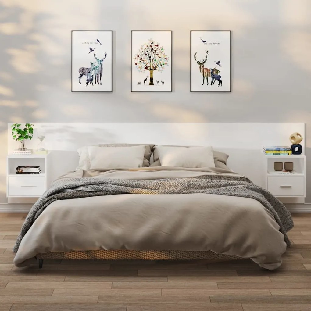 vidaXL Mesas de cabeceira montagem na parede 2 pcs branco
