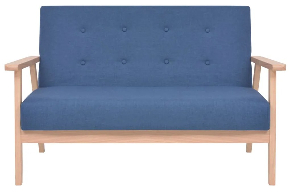 Conjunto de sofás 2 pcs tecido azul