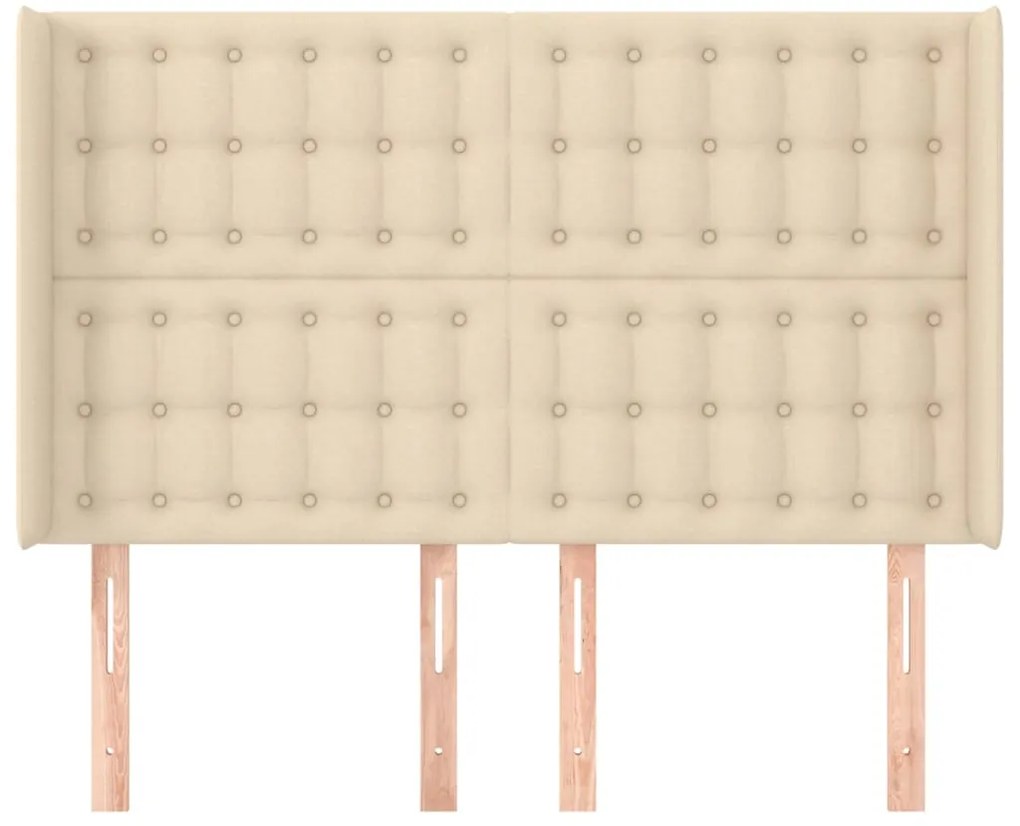 Cabeceira de cama c/ abas tecido 147x16x118/128 cm creme