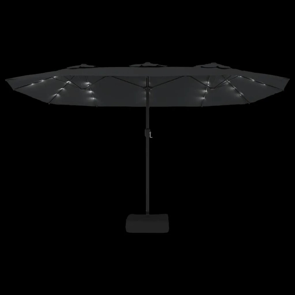 Guarda-sol de jardim c/ cabeça dupla/LED 449x245 cm antracite