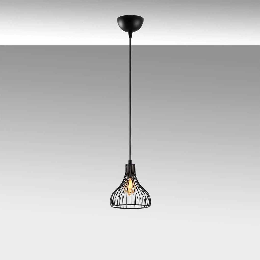 Candeeiro Suspenso Telyildo – Preto Antigo – 20 x 20 x 117 cm