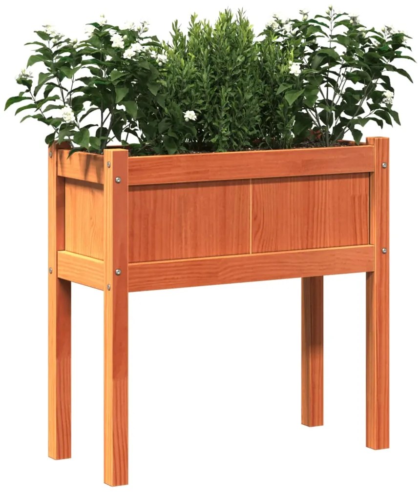 Floreiras de jardim c/ pernas 2 pcs pinho maciço castanho cera