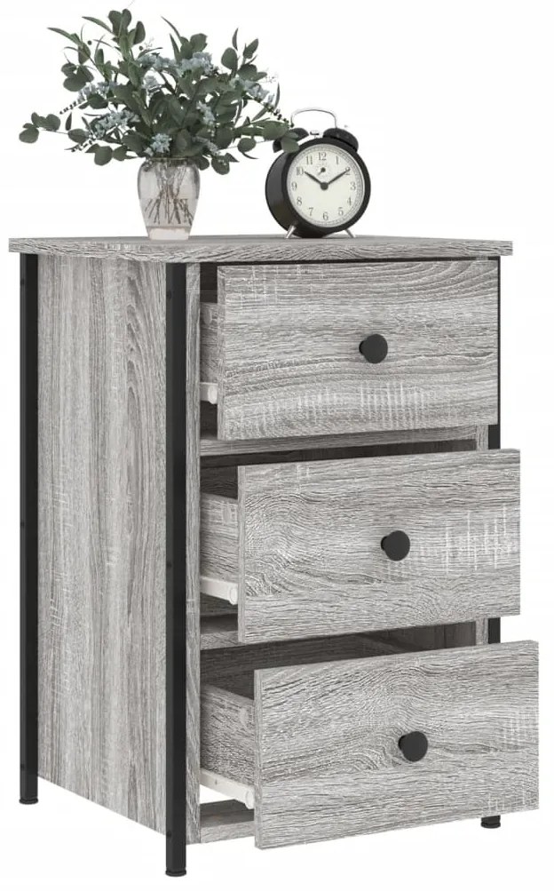 Mesa de cabeceira 40x36x60 cm derivados madeira cinzento sonoma