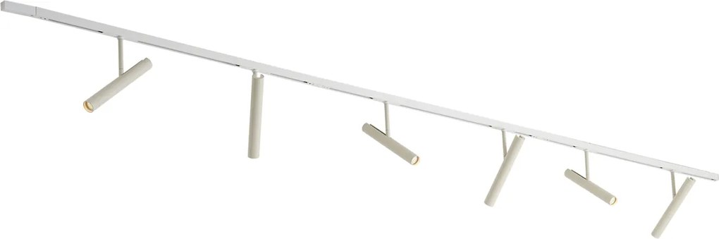 Sistema de iluminação de trilho moderno branco com 6 focos bege 1-fase - Slimline Avery