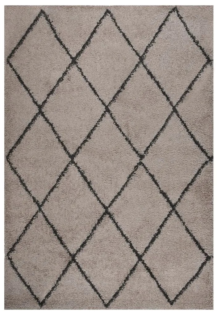 vidaXL Tapete shaggy de pelo alto 160x230 cm bege/antracite