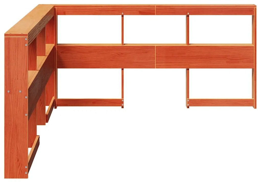 Estante cabeceira forma de L 140 cm pinho maciço castanho-mel