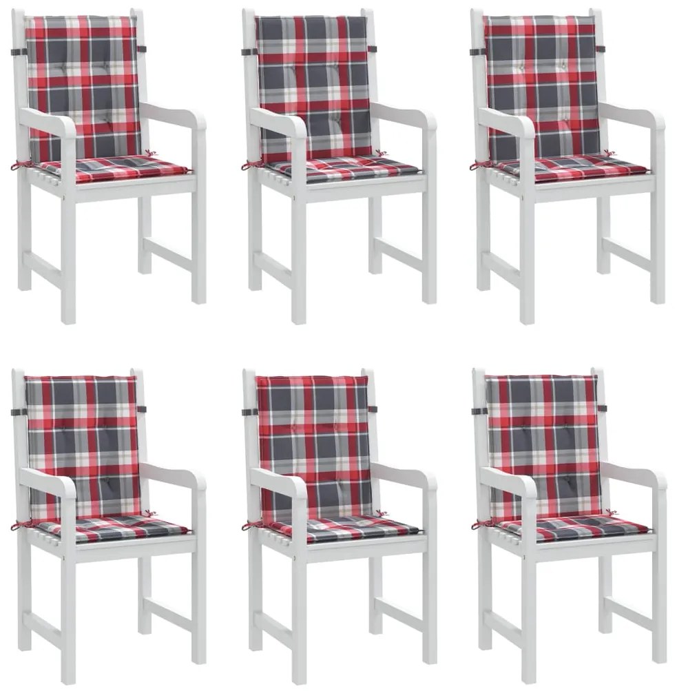 Almofadões lombares cadeiras jardim 6pcs oxford xadrez vermelho