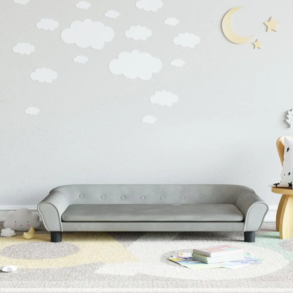 3196394 vidaXL Sofá infantil 100x50x26 cm veludo cinzento-claro