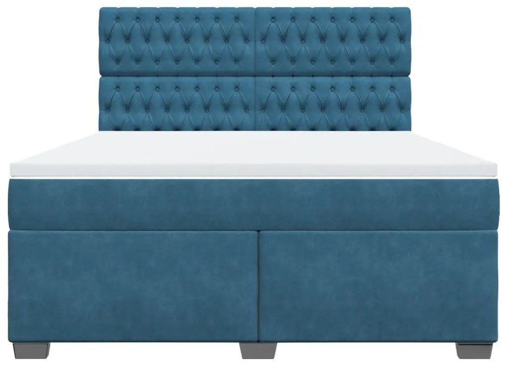 Cama com molas/colchão 180x200 cm veludo azul