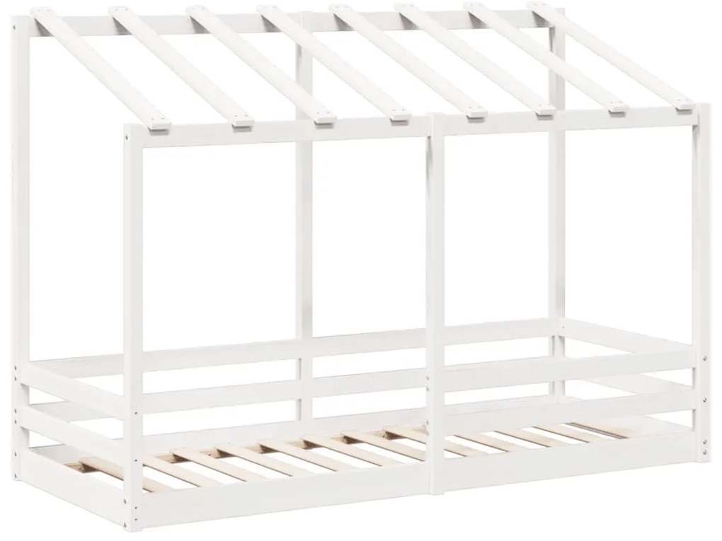 Cama infantil com telhado 75x190 cm pinho maciço branco