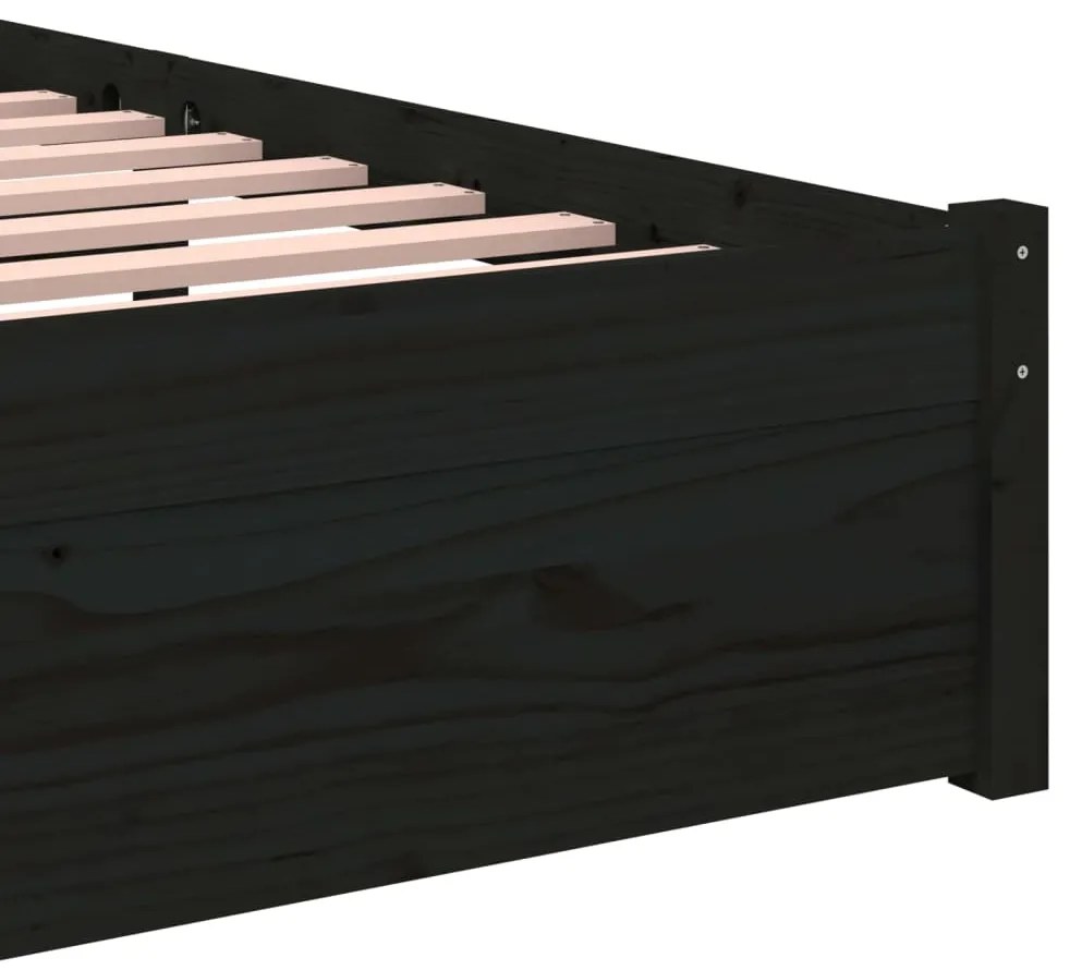 Estrutura de cama solteiro 90x190 cm madeira maciça preto
