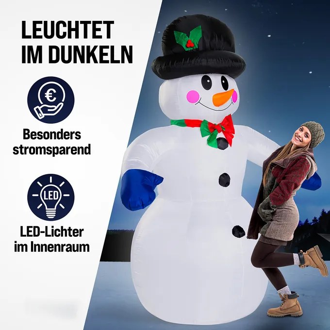 Boneco de neve insuflável com 20 LEDs 240 x 170 x 115 cm multicolorido