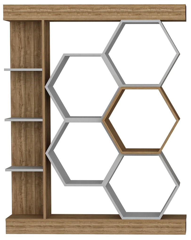 Estante Sueno – Branco/Nogueira – 140x29,6x177,4 cm