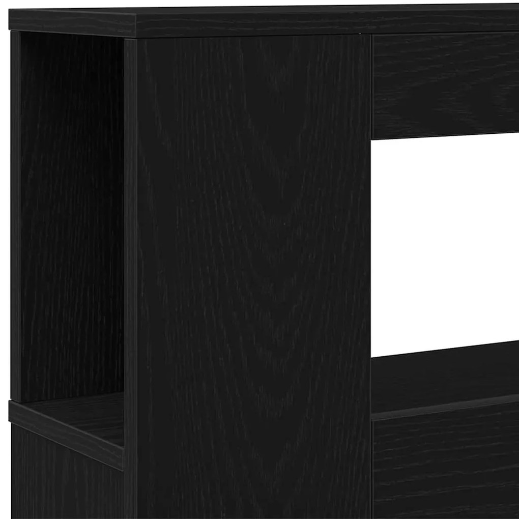 Cabeceira de Armazenamento vidaXL com Luzes LED Madeira Preta 220x18,5
