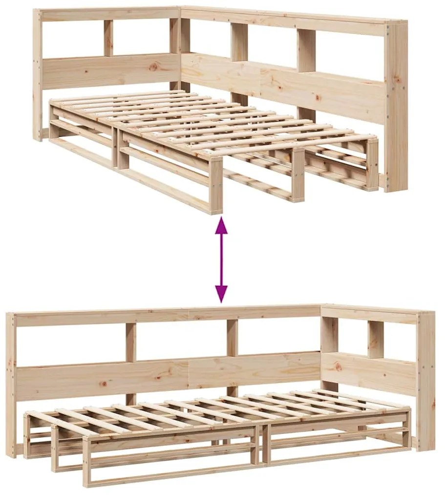 Cama com estante sem colchão 100x200 cm pinho maciço