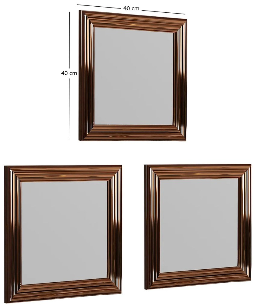 Conjunto de Espelhos Otto – Bronze – 40 cm x 40 cm x 3 cm