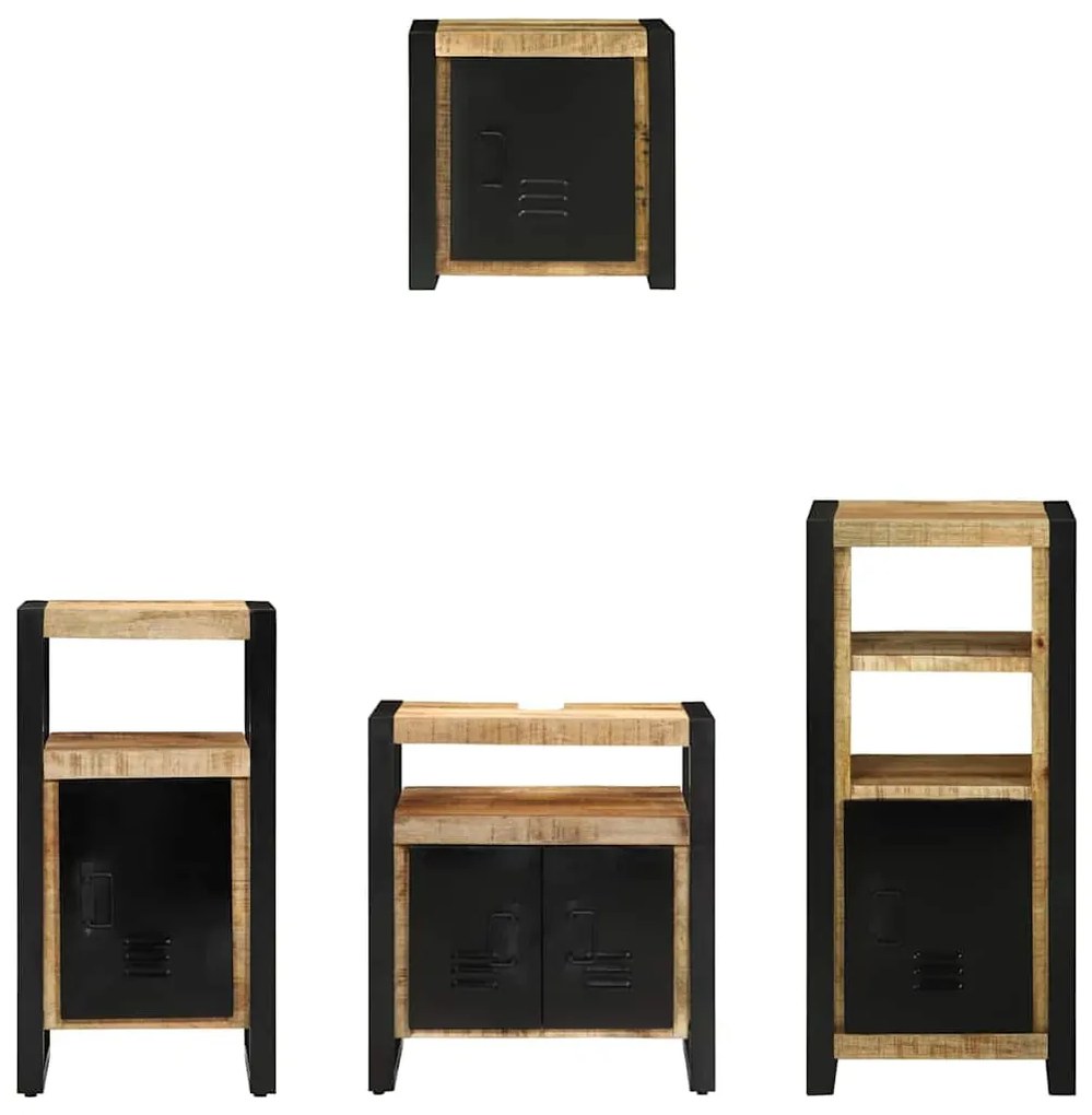 Conjunto de Móveis para Banheiro 4 pcs Madeira de manga maciça